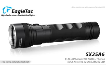 Image of EAGTAC SX25A6 Flashlight Kit, XM-L2 CW U4 LED, 1494lm, Black, SX25A6-XML2-KIT-CW