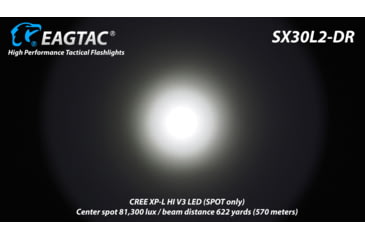 Image of EAGTAC SX30L2-DR Flashlight Kit, XPL HI CW w/ LEDarray LED, 1700lm w/ 940lm, Black, SX30L2-DR-XPLHI-KIT-CW
