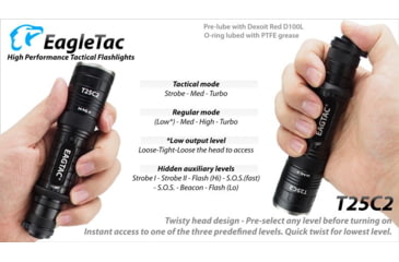 Image of EAGTAC T25C2 Flashlight Kit, XM-L2 U2 NW LED, 1180lm, Black, T25C2-XML2-KIT-NW
