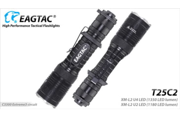 Image of EAGTAC T25C2 Flashlight Kit, XM-L2 U2 NW LED, 1180lm, Black, T25C2-XML2-KIT-NW