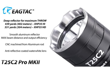 Image of EAGTAC T25C2 MKII Pro Flashlight, XHP35 HD NW LED, 1860lm, Black, T25C2-MKII-XHP35-HD-PRO-NW