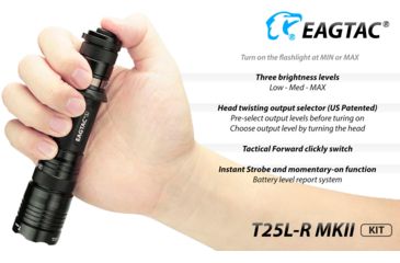 Image of EAGTAC T25L-R MKII Flashlight Kit, XHP35 HD CW LED, 2200lm, Black, Medium 4110