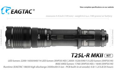 Image of EAGTAC T25L-R MKII Flashlight Kit, XHP35 HD CW LED, 2200lm, Black, Medium 4110