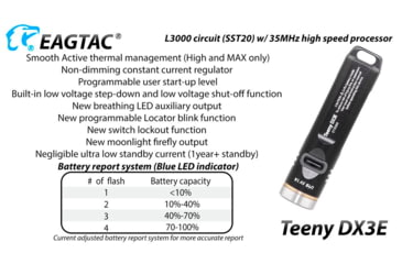 Image of EAGTAC Teeny DX3E Flashlight, SST20 NW LED, 930lm, Black, Teeny DX3E-SST20-NCW