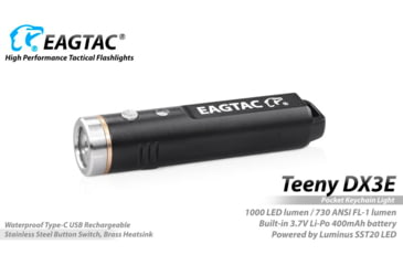 Image of EAGTAC Teeny DX3E Flashlight, SST20 NW LED, 930lm, Black, Teeny DX3E-SST20-NCW