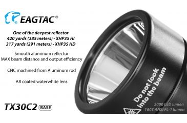 Image of Eagtac TX30C2, XHP35 HD CW LED, 2000 lumens, Black, Flashlight Only, 2938