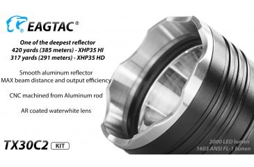 Image of Eagtac TX30C2, XHP35 HD CW LED, 2000 lumens, Black, Flashlight Kit, 2939