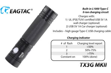 Image of EAGTAC TX3G MKII Base Flashlight, XHP70.2 CW LED, 3550lm, Black, Medium 4269