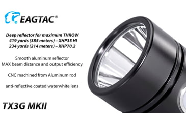 Image of EAGTAC TX3G MKII Flashlight, XHP70.2 NW LED, 3320lm, Black, TX3G-MKII-XHP702-REG-NW