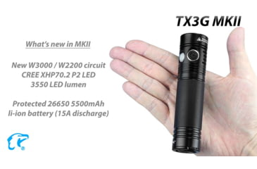 Image of EAGTAC TX3G MKII Flashlight, XHP70.2 NW LED, 3320lm, Black, TX3G-MKII-XHP702-REG-NW