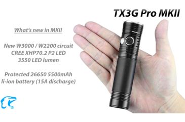 Image of EAGTAC TX3G MKII Pro Flashlight, XHP70.2 CW LED, 3550lm, Black, Medium 4203