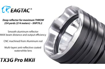 Image of EAGTAC TX3G MKII Pro Flashlight, XHP70.2 CW LED, 3550lm, Black, Medium 4203