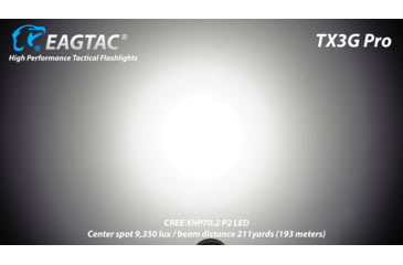 Image of EAGTAC TX3G Pro Flashlight, XHP70.2 CW LED, 2000lm, Black, TX3G-XHP702-PRO-CW