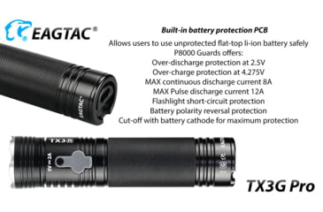 Image of EAGTAC TX3G Pro Flashlight, XHP70.2 CW LED, 2000lm, Black, TX3G-XHP702-PRO-CW
