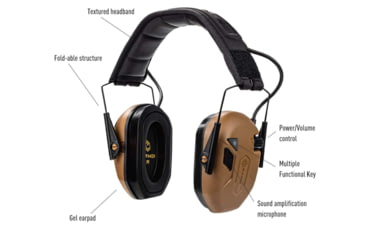 Image of Earmor Sport Shooting Electronic Ear Muffs w/ Gel Earpads Bluetooth, 82dB, Coyote Brown, M300T-CB