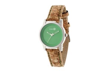 Image of Canopies Wood Watch,33mm,Green Dial,Khaki/Tan Leather Band