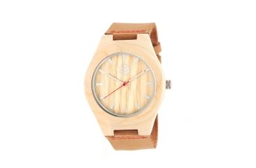 Image of Earth Wood Aztec Leather Strap Watch, Khaki, Standard ETHEW4101