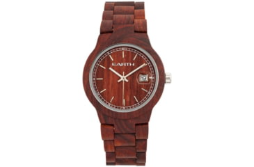 Image of Earth Wood Biscayne Bracelet Watch w/Date, Red, One Size, ETHEW4203