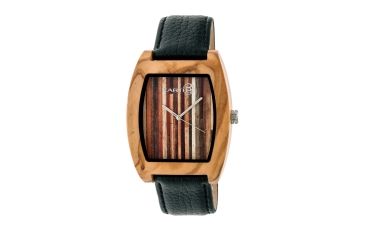 Image of Earth Wood Cedar Leather-Band Watch, Multicolor/Black ETHEW4601