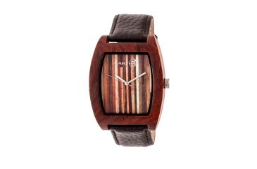 Image of Earth Wood Cedar Leather-Band Watch, Red/Black ETHEW4603