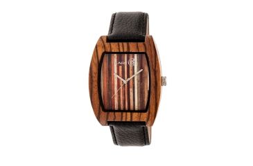 Image of Earth Wood Cedar Leather-Band Watch, Multicolor/Black ETHEW4604
