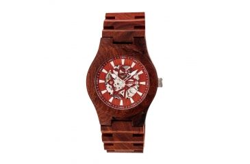 Image of Earth Wood Gobi Automatic Skeleton Bracelet Watch, Red ETHEW4303