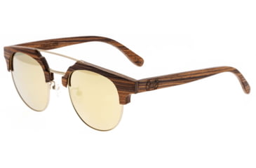 Image of Earth Wood Kai Polarized Sunglass, Brown Stripe/Gold, One Size, ESG024GD