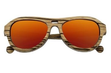 Image of Earth Clearwater Sunglasses. Zebra Walnut Wood Frame, Orange Lens, ESG046ZW