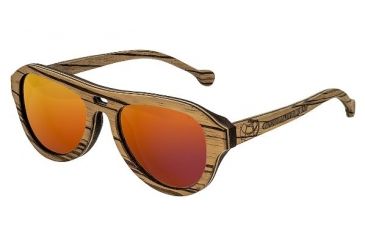 Image of Earth Clearwater Sunglasses. Zebra Walnut Wood Frame, Orange Lens, ESG046ZW