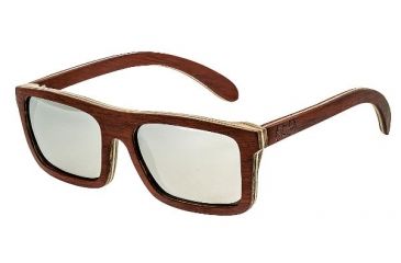 Image of Earth Lanikai Sunglasses, Rosewood Bamboo Wood Frame, Silver Lens, ESG014RM