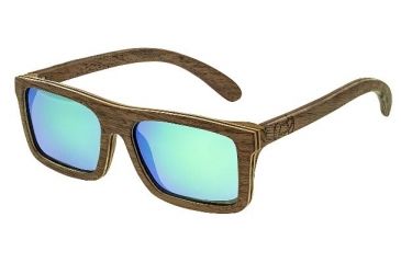 Image of Earth Lanikai Sunglasses, Walnut Zebrawood Wood Frame, Green Lens, ESG014WR