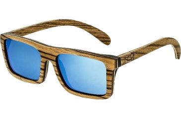 Image of Earth Lanikai Sunglasses, Zebra Rosewood Wood Frame, Blue-Mirror Lens, ESG014ZB