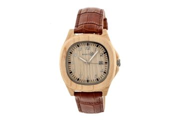 Image of Earth Wood Sherwood Leather-Band Watch w/ Date, Khaki/Tan, Standard ETHEW2701