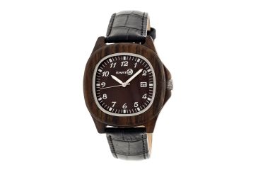 Image of Earth Wood Sherwood Leather-Band Watch w/ Date, Dark Brown, Standard ETHEW2702