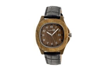 Image of Earth Wood Sherwood Leather-Band Watch w/ Date, Olive, Standard ETHEW2704