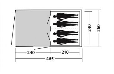 Image of Easy Camp 4-Person Galaxy 400 Tunnel Tent, 2 Rooms, Light/Dark Blue, 5709388076533