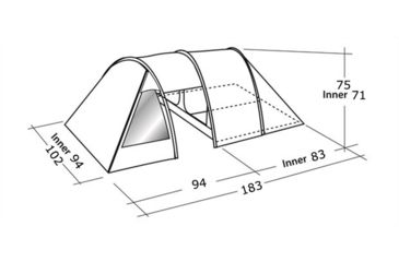 Image of Easy Camp 4-Person Galaxy 400 Tunnel Tent, 2 Rooms, Light/Dark Blue, 5709388076533