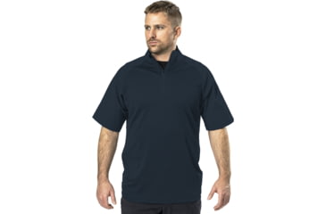 Image of Elbeco UFX Bold Short Sleeve Zip Mock Neck Patrol Shirt, Regular, Midnight Navy, Large, SM4109NV+L