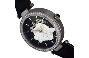 Image of Empress Anne Automatic Semi-Skeleton Leather-Band Watch, Black, One Size, EMPEM3101