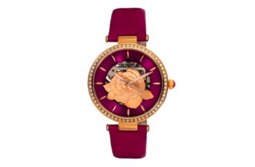 Image of Empress Anne Automatic Semi-Skeleton Leather-Band Watch, Hot Pink, One Size, EMPEM3105