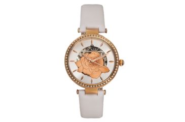 Image of Empress Anne Automatic Semi-Skeleton Leather-Band Watch, White, One Size, EMPEM3104