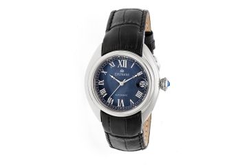 Image of Empress Anoinette Automatic Mother-Of-Pearl Leather-Band Watch w/Date, Silver/Black, Standard EMPEM1402