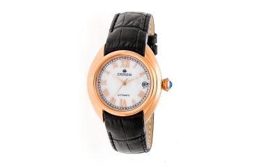 Image of Empress Anoinette Automatic Mother-Of-Pearl Leather-Band Watch w/Date, Rose Gold/White, Standard EMPEM1405