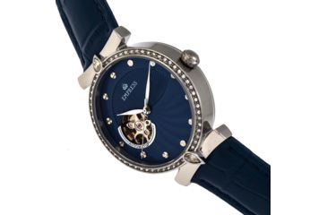 Image of Empress Edith Semi-Skeleton Leather-Band Watch, Blue, One Size, EMPEM3303