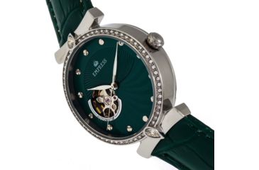 Image of Empress Edith Semi-Skeleton Leather-Band Watch, Green, One Size, EMPEM3302