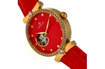 Image of Empress Edith Semi-Skeleton Leather-Band Watch, Orange, One Size, EMPEM3304