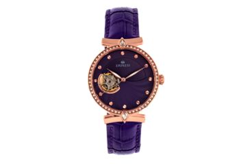 Image of Empress Edith Semi-Skeleton Leather-Band Watch, Purple, One Size, EMPEM3305