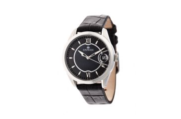 Image of Empress Messalina MOP Leather-Band Watch w/Date, Black, EMPEM2401