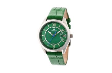 Image of Empress Messalina MOP Leather-Band Watch w/Date, Green, EMPEM2402