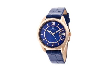 Image of Empress Messalina MOP Leather-Band Watch w/Date, Blue, EMPEM2404